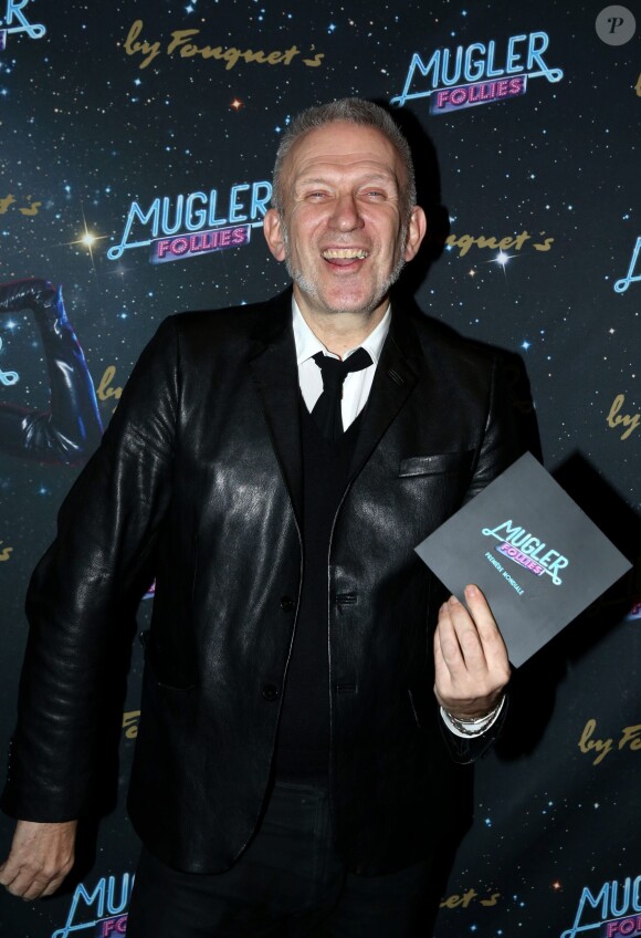 Jean Paul Gaultier à la générale du spectacle de Thierry Mugler au Comedia, Mugler Follies, à Paris, le 18 décembre 2013.