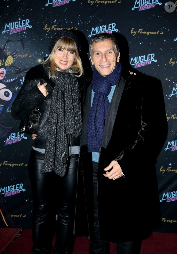 Nagui et sa femme Mélanie Page à la générale du spectacle de Thierry Mugler au Comedia, Mugler Follies, à Paris, le 18 décembre 2013.