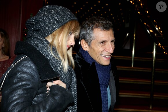Nagui et sa femme Mélanie Page à la générale du spectacle de Thierry Mugler au Comedia, Mugler Follies, à Paris, le 18 décembre 2013.