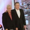 Guy Bedos et Michel Drucker à l'enregistrement de l'émission "Vivement Dimanche", diffusée le 15 décembre 2013.