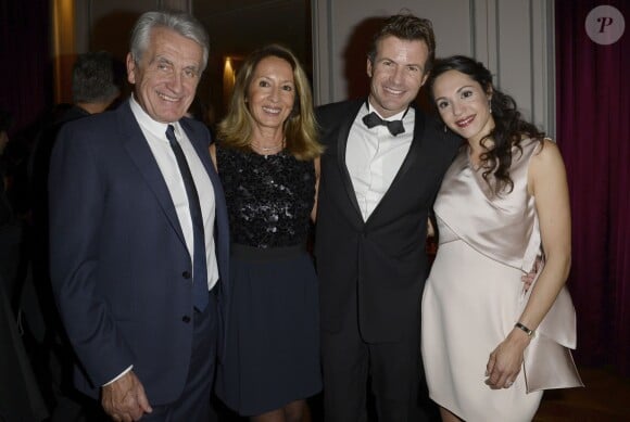Exclusif - Gilbert et Nicole Coullier, Candice Hugo et son mari Christophe Dardeau lors de la soirée de leur mariage au sein de l'hôtel de Sers Paris le 18 décembre 2013