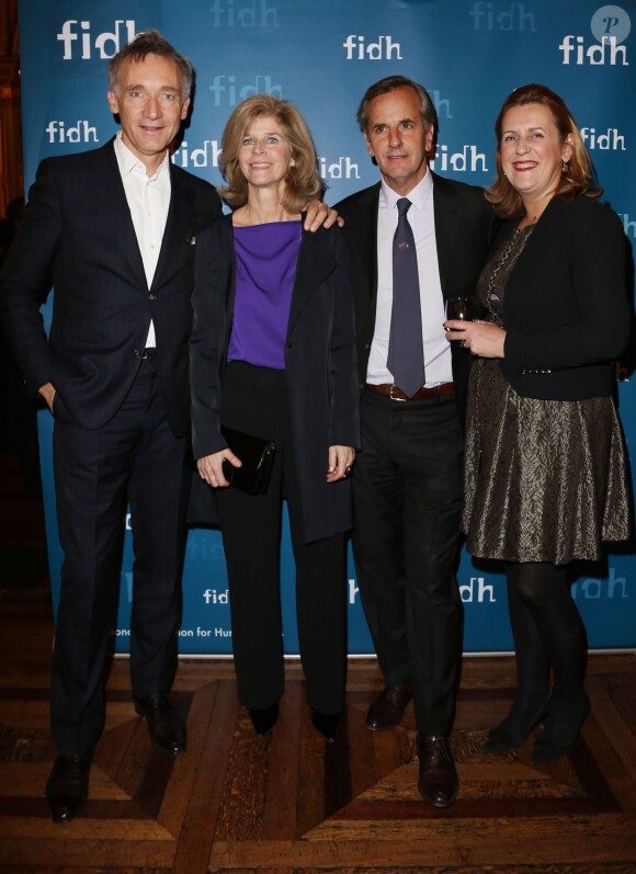 Exclusif - Bernard de la Villardière et son épouse lors de la soirée annuelle de la FIDH (Fédération Internationale des Droits de l'homme) et 65ème anniversaire de la Déclaration universelle des Droits de l'Homme à l'Hotel de Ville de Paris le 10 decembre 2013