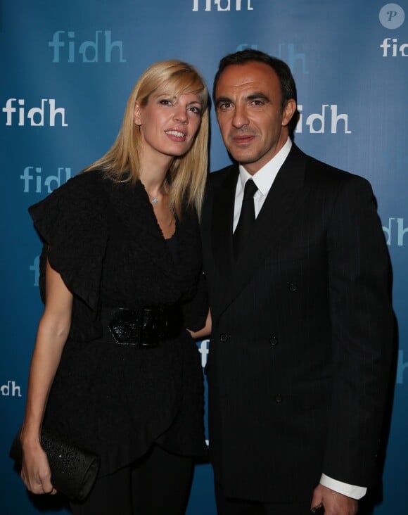 Exclusif - Nikos Aliagas et sa compagne Tina Grigoriou lors de la soirée annuelle de la FIDH (Fédération Internationale des Droits de l'homme) et 65ème anniversaire de la Déclaration universelle des Droits de l'Homme à l'Hotel de Ville de Paris le 10 decembre 2013