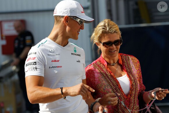 Michael Schumacher et sa femme Corinna au Grand Prix de Budapest, le 28 juillet 2012
