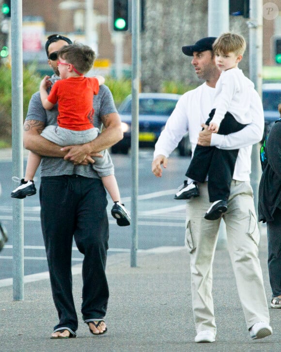 Ricky Martin avec Carlos et leurs enfants Matteo et Valentino, à Sydney, le 29 mai 2013.