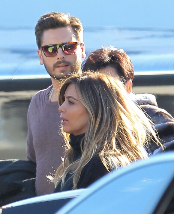 Kim Kardashian, Kris Jenner, Scott Disick partent à Aspen le 27 décembre 2013