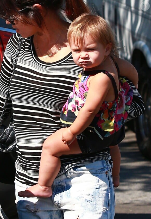 Kourtney Kardashian emmène ses enfants Mason et Penelope a une fete d'anniversaire a Los Angeles, le 15 septembre 2013.