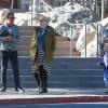 Exclusif - Gwen Stefani, enceinte, profite de son dernier jour de vacances au ski avec son mari Gavin Rossdale et leurs fils Kingston et Zuma. Mammoth, le 5 janvier 2014.