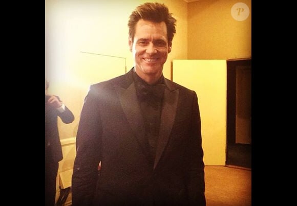 Jim Carrey dans les coulisses, en backstage, des Golden Globes 2014.