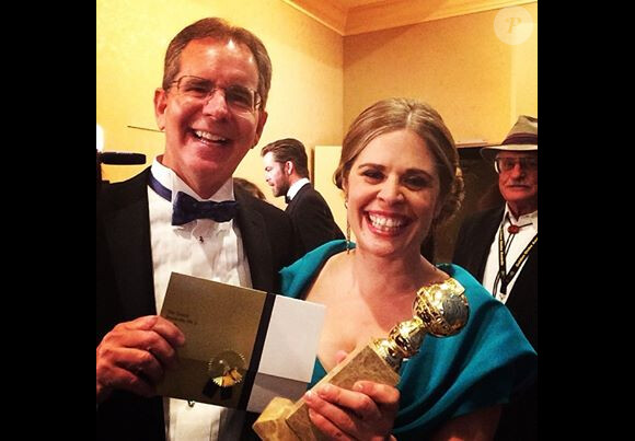 Le tandem de La Reine des Neiges dans les coulisses, en backstage, des Golden Globes 2014.