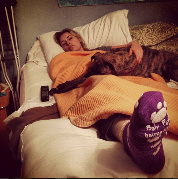 Lindsey Vonn après son opération du genou, le 15 janvier 2014