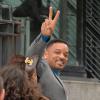 Will Smith arrive au Parc André-Citroën pour assister au défilé homme Louis Vuitton automne-hiver 2014-2015. Paris, le 16 janvier 2014.