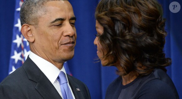 Michelle Obama et Barack Obama à la Maison-Blanche. Washington, le 16 janvier 2014.