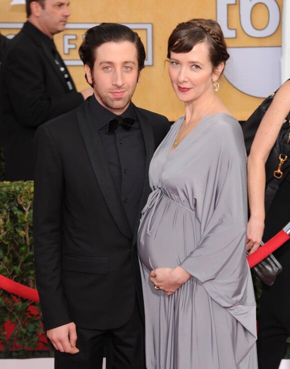 Simon Helberg et sa femme Jocelyn Towne enceinte lors des SAG Awards 2014 à Los Angeles, le 18 janvier.