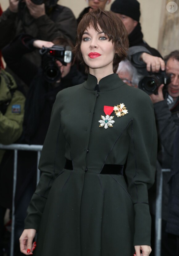 Ulyana Seergenko arrive au show couture Christian Dior à Paris le 20 janvier 2014