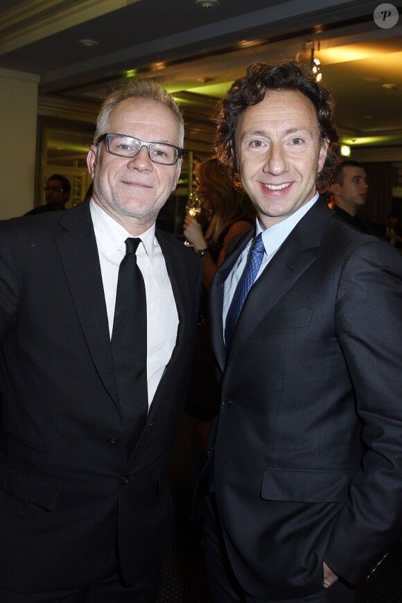 Thierry Frémaux et Stéphane Bern lors du Dîner de la mode pour le Sidaction au Pavillon d'Armenonville à Paris, le 23 janvier 2014.