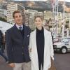 Pierre Casiraghi et sa compagne Beatrice Borromeo à Monaco le 23 janvier 2014 avant le départ du 17e Rallye Monte-Carlo Historique.