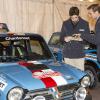 Pierre Casiraghi et Carlo Borromeo, frère de sa compagne Beatrice Borromeo, prêts à prendre le départ du 17e Rallye Monte-Carlo Historique au volant de leur Fiat Autobianchi A 112 Abarth le 23 janvier 2014 à Monaco.
