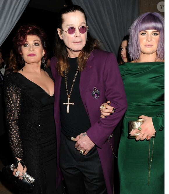 Ozzy Osbourne, Sharon Osbourne et Kelly Osbourne lors de la soirée pré-Grammys organisée par le producteur Clive Davis à Los Angeles, le 25 janvier 2014.