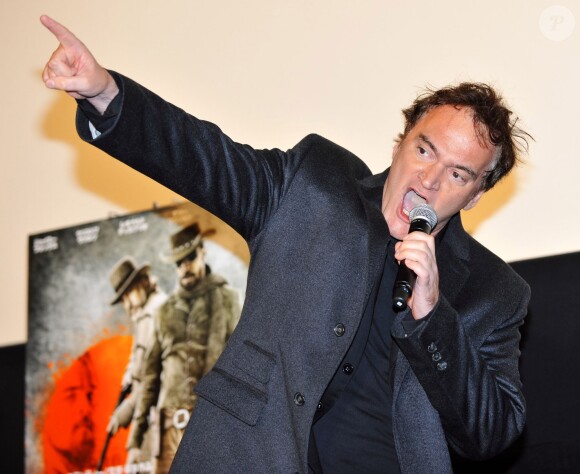 Le réalisateur Quentin Tarantino lors de la présentation du film Django Unchained à Tokyo le 13 février 2013