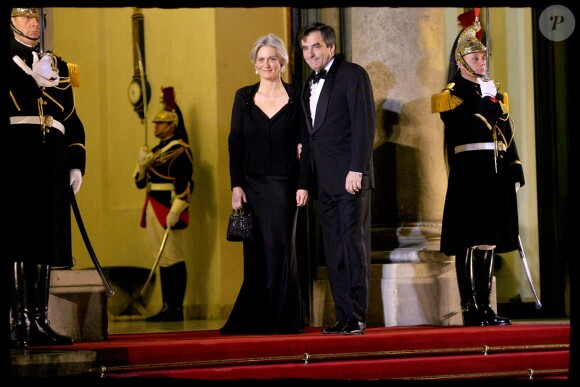 François Fillon et son épouse Penelope au palais de l'Elysée, le 10 mars 2008 à Paris.
