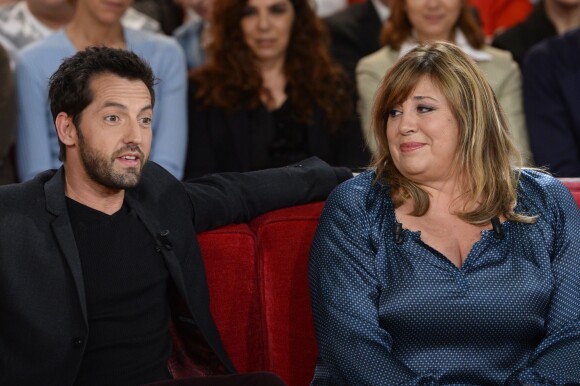 Frédéric Diefenthal et Michèle Bernier - Enregistrement de l'émission "Vivement Dimanche" à Paris le 8 janvier 2014.