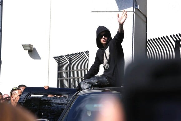 Justin Bieber à sa sortie de prison à Miami, le 23 janvier 2014.