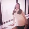 La princesse Madeleine de Suède, enceinte de 8 mois, à New York le 21 janvier 2014 dans les locaux de la World Childhood Foundation.
