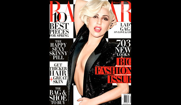 Lady Gaga en couverture du magazine Harper's Bazaar pour le mois de mars 2014.
