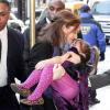 Mimi O'Donnell et sa fille Willa lors de la veillée funèbre en l'honneur de Philip Seymour Hoffman à New York le 6 février 2014