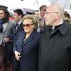 Bernadette Chirac aux côtés de Christian Karembeu, Christian Estrosi et Eric Ciotti à Nice pour soutenir l'opération Pièces Jaunes, le 8 février 2014. 