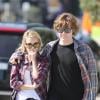 Emma Roberts et Evan Peters le jour de l'annonce du décès de Nancy Motes, demi-soeur de Julia Roberts et tante d'Emma Roberts, à Los Angeles le 10 février 2014.