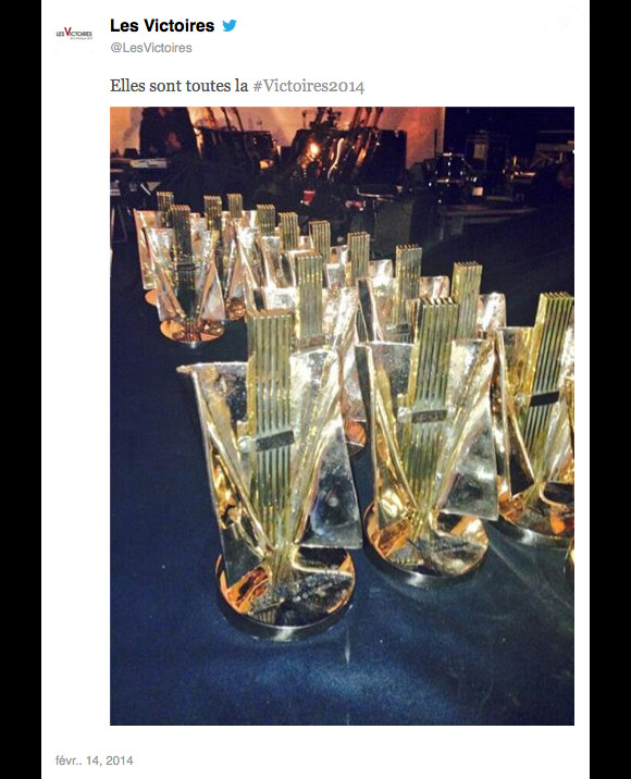 Les trophées des Victoires de la Musique 2014, en attente d'être distribuées
