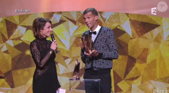 Stromae récompensé pour le clip "Formidable" - 29e cérémonie des Victoires de la Musique, au Zénith de Paris, le 14 février 2014.