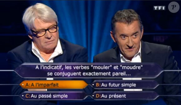 Christophe Dechavanne et Patrice Carmouze dans Qui veut gagner des millions? sur TF1 le vendredi 14 février 2014