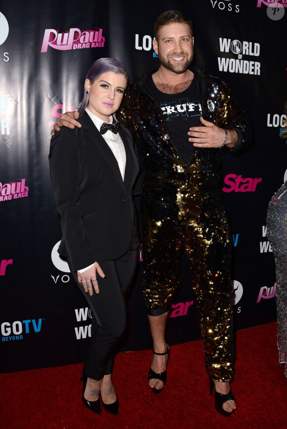 Kelly Osbourne et Johnny Scruff (créateur d'une appli pour gays) au lancement de la 6e saison de l'émission 'RuPaul's Drag Race' au Roosevelt Hotel à Hollywood, Los Angeles, le 17 février 2014.