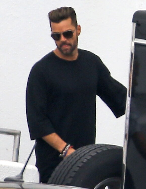 Ricky Martin sur le tournage de son clip Adrenalina à Miami en Floride, le 10 février 2014