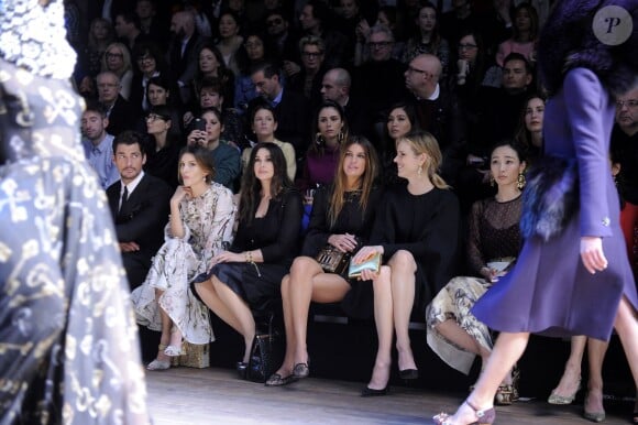 David Gandy, Kate King, Monica Bellucci, Bianda Brandolini d'Adda et Eva Herzigova assistent au défilé Dolce & Gabbana automne-hiver 2014-15 à Milan. Le 23 février 2014.