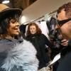 Rihanna et Alber Elbaz, directeur artistique de la ligne féminine de Lanvin, dans les coulisses du défilé Lanvin à l'Ecole Nationale des Beaux-Arts. Paris, le 27 février 2014.