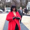 Rihanna se rend au au défilé de mode Christian Dior prêt-à-porter automne-hiver 2014-2015 au musée Rodin. Paris, le 28 février 2014.