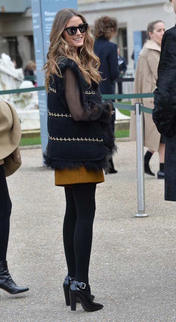 Olivia Palermo arrive au Grand Palais pour assister au défilé Chloé. Paris, le 2 mars 2014.