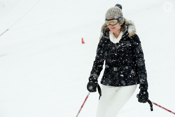 Photo des vacances de la reine Mathilde de Belgique aux sports d'hiver à Verbier le 3 mars 2014
