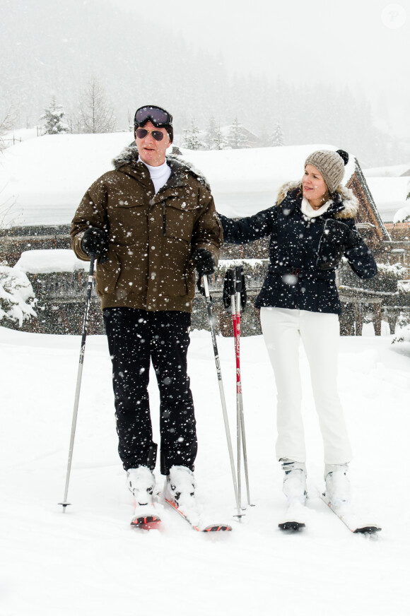 Photo des vacances du roi Philippe et de la reine Mathilde de Belgique aux sports d'hiver à Verbier le 3 mars 2014