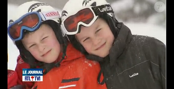 Les princes Emmanuel et Gabriel en vacances aux sports d'hiver à Verbier le 3 mars 2014