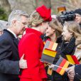 Le roi Philippe de Belgique et la reine Mathilde de Belgique lors de leur visite inaugurale en Allemagne, le 17 février 2014 à Berlin