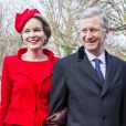 Le roi Philippe de Belgique et la reine Mathilde de Belgique lors de leur visite inaugurale en Allemagne, le 17 février 2014 à Berlin