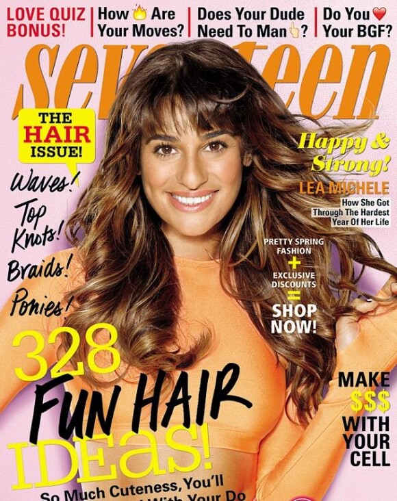 Lea Michele en couverture de Seventeen, édition d'avril 2014.