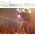 Karine Ferri a posté une photo de Kendji lors du showcase The Voice à Nantes le 12 mars 2014