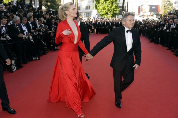 Emmanuelle Seigner et Roman Polanski lors de la projection du film "La Vénus à la fourrure" lors du Festival du film de Cannes le 25 mai 2013