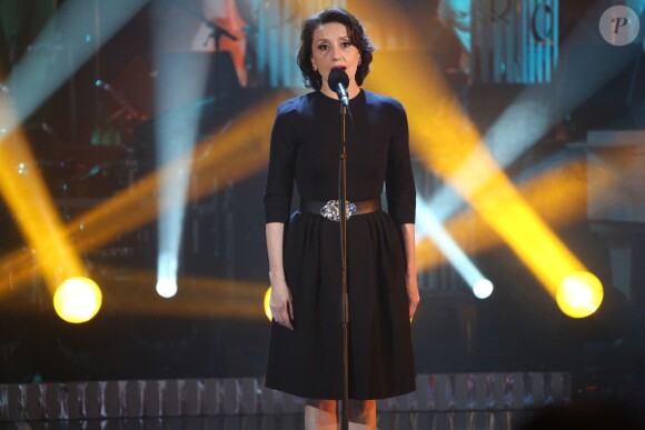 Luz Casal lors de l'enregistrement de l'émission "Les années bonheur" à Paris le 5 mars 2014. L'émission sera diffusée, le 15 mars 2014.